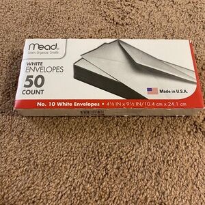 Mead White Envelopes 50 Count